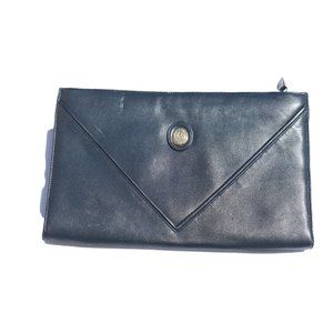 Women's FS Originals Navy Blue Leather Envelope Clutch Gold Logo